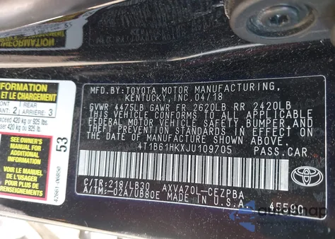 2018 Toyota Camry Xse из США, поврежденный, VIN 4T1B61HKXJU109705